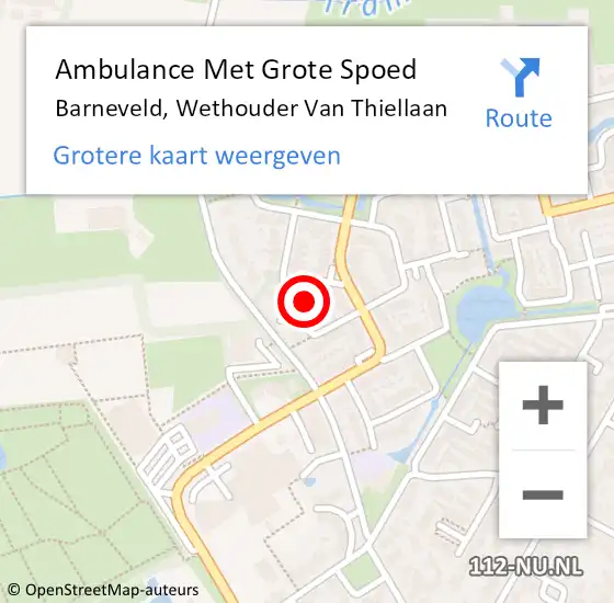 Locatie op kaart van de 112 melding: Ambulance Met Grote Spoed Naar Barneveld, Wethouder Van Thiellaan op 28 april 2022 21:32