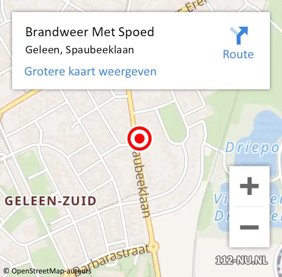 Locatie op kaart van de 112 melding: Brandweer Met Spoed Naar Geleen, Spaubeeklaan op 28 april 2022 21:45