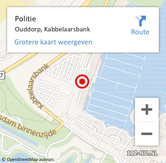 Locatie op kaart van de 112 melding: Politie Ouddorp, Kabbelaarsbank op 28 april 2022 21:46