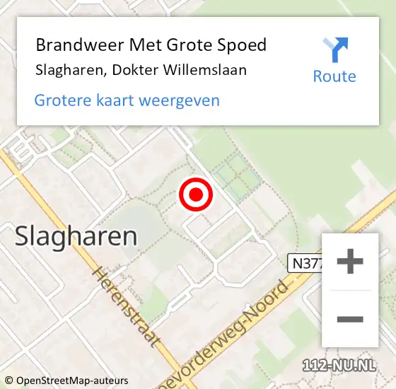 Locatie op kaart van de 112 melding: Brandweer Met Grote Spoed Naar Slagharen, Dokter Willemslaan op 28 april 2022 21:49