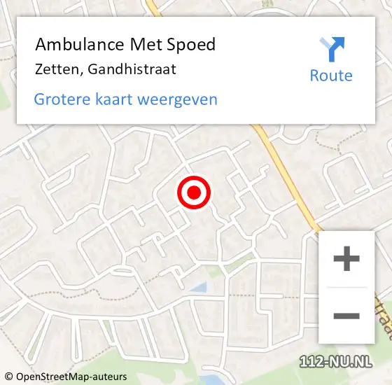 Locatie op kaart van de 112 melding: Ambulance Met Spoed Naar Zetten, Gandhistraat op 28 april 2022 22:07