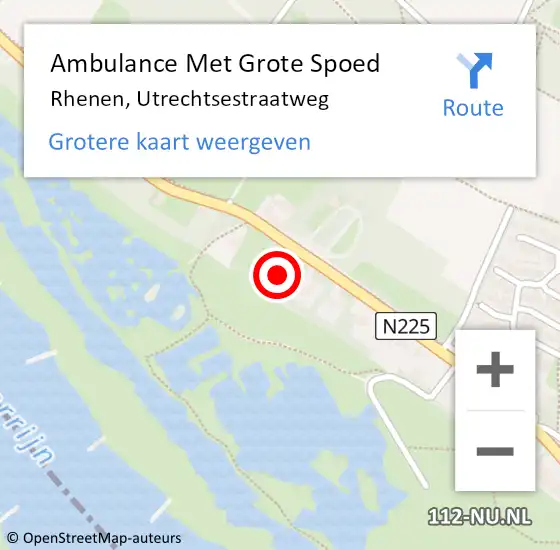 Locatie op kaart van de 112 melding: Ambulance Met Grote Spoed Naar Rhenen, Utrechtsestraatweg op 28 april 2022 22:15