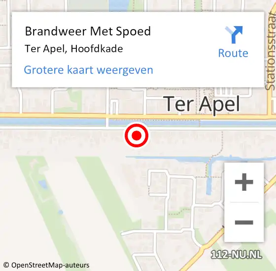 Locatie op kaart van de 112 melding: Brandweer Met Spoed Naar Ter Apel, Hoofdkade op 28 april 2022 22:20