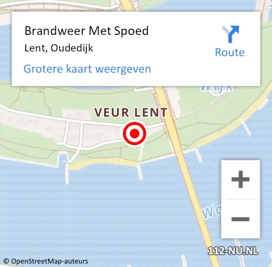 Locatie op kaart van de 112 melding: Brandweer Met Spoed Naar Lent, Oudedijk op 28 april 2022 22:24