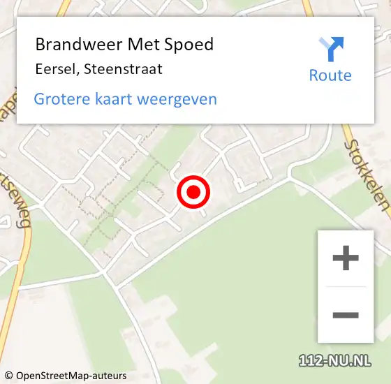 Locatie op kaart van de 112 melding: Brandweer Met Spoed Naar Eersel, Steenstraat op 28 april 2022 22:40