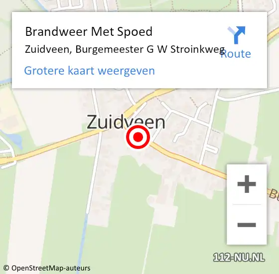 Locatie op kaart van de 112 melding: Brandweer Met Spoed Naar Zuidveen, Burgemeester G W Stroinkweg op 28 april 2022 22:53