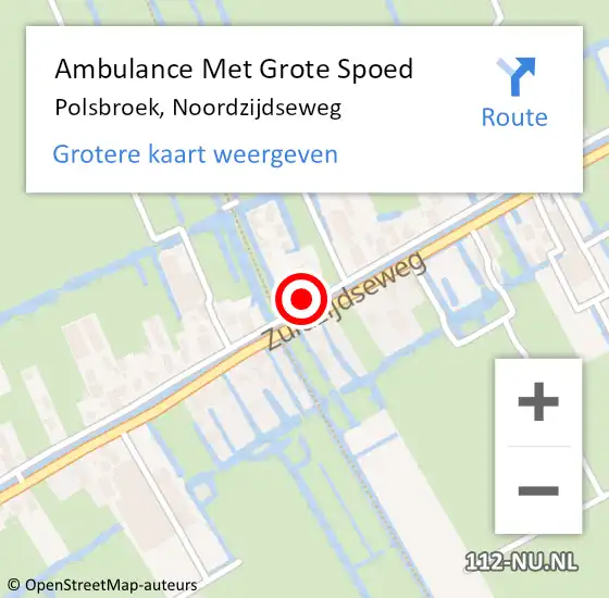 Locatie op kaart van de 112 melding: Ambulance Met Grote Spoed Naar Polsbroek, Noordzijdseweg op 28 april 2022 22:59