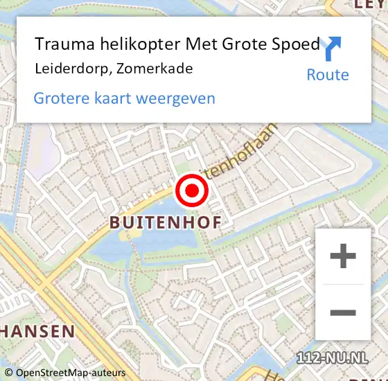 Locatie op kaart van de 112 melding: Trauma helikopter Met Grote Spoed Naar Leiderdorp, Zomerkade op 28 april 2022 23:04