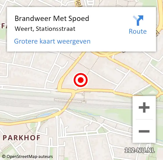 Locatie op kaart van de 112 melding: Brandweer Met Spoed Naar Weert, Stationsstraat op 28 april 2022 23:53