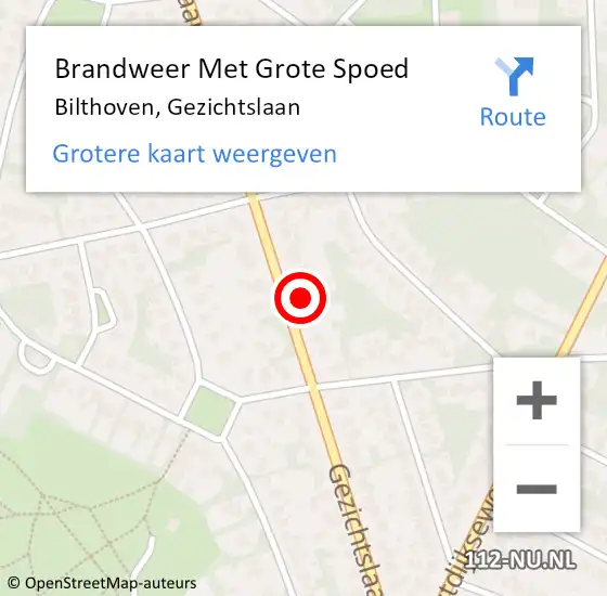 Locatie op kaart van de 112 melding: Brandweer Met Grote Spoed Naar Bilthoven, Gezichtslaan op 29 april 2022 00:10