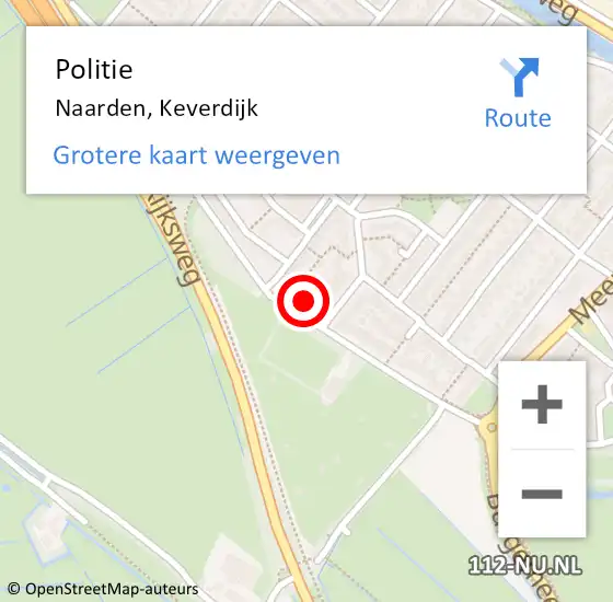 Locatie op kaart van de 112 melding: Politie Naarden, Keverdijk op 29 april 2022 01:19