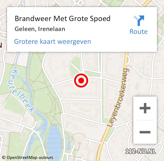 Locatie op kaart van de 112 melding: Brandweer Met Grote Spoed Naar Geleen, Irenelaan op 29 april 2022 02:23