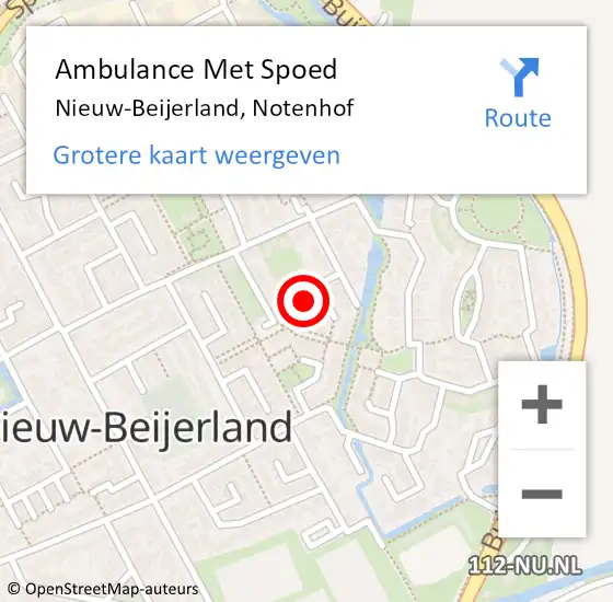 Locatie op kaart van de 112 melding: Ambulance Met Spoed Naar Nieuw-Beijerland, Notenhof op 29 april 2022 02:30