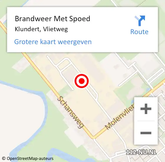 Locatie op kaart van de 112 melding: Brandweer Met Spoed Naar Klundert, Vlietweg op 29 april 2022 04:40