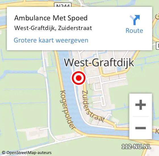 Locatie op kaart van de 112 melding: Ambulance Met Spoed Naar West-Graftdijk, Zuiderstraat op 29 april 2022 05:26