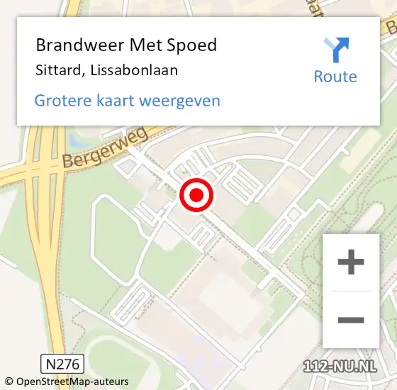 Locatie op kaart van de 112 melding: Brandweer Met Spoed Naar Sittard, Lissabonlaan op 29 april 2022 05:59