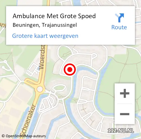 Locatie op kaart van de 112 melding: Ambulance Met Grote Spoed Naar Beuningen, Trajanussingel op 29 april 2022 06:12