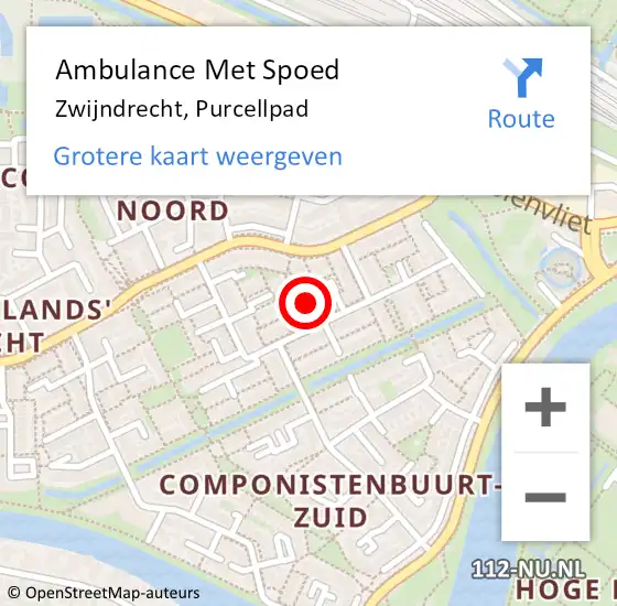 Locatie op kaart van de 112 melding: Ambulance Met Spoed Naar Zwijndrecht, Purcellpad op 29 april 2022 06:33