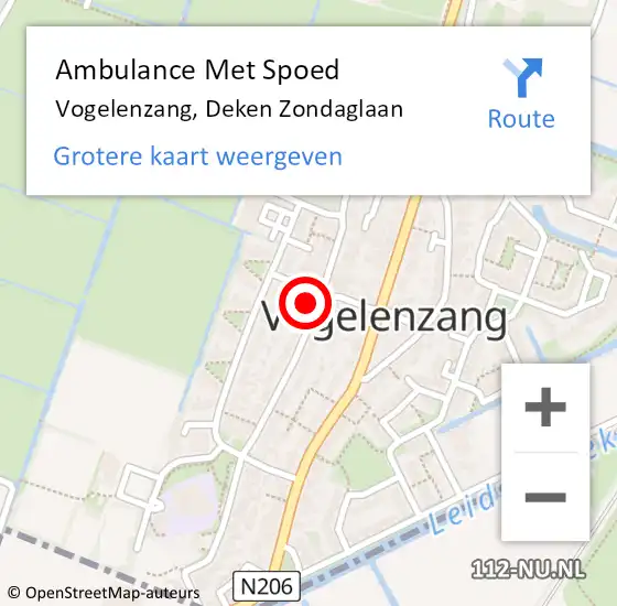 Locatie op kaart van de 112 melding: Ambulance Met Spoed Naar Vogelenzang, Deken Zondaglaan op 29 april 2022 07:24