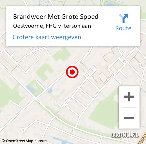 Locatie op kaart van de 112 melding: Brandweer Met Grote Spoed Naar Oostvoorne, FHG v Itersonlaan op 29 april 2022 07:55