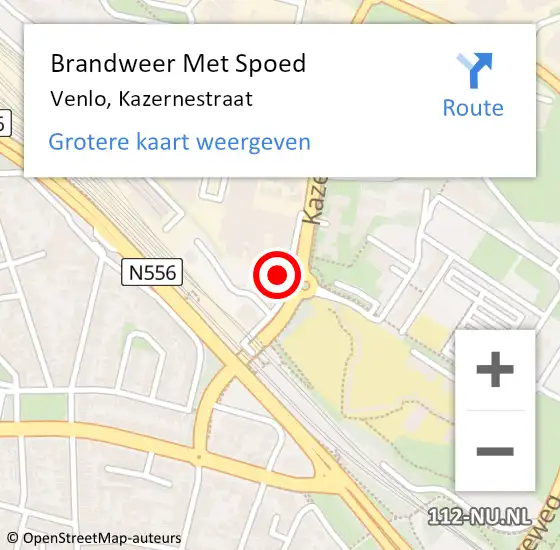 Locatie op kaart van de 112 melding: Brandweer Met Spoed Naar Venlo, Kazernestraat op 29 april 2022 08:08