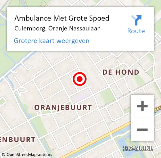 Locatie op kaart van de 112 melding: Ambulance Met Grote Spoed Naar Culemborg, Oranje Nassaulaan op 29 april 2022 08:44