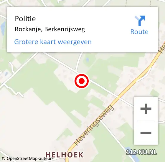 Locatie op kaart van de 112 melding: Politie Rockanje, Berkenrijsweg op 29 april 2022 08:59