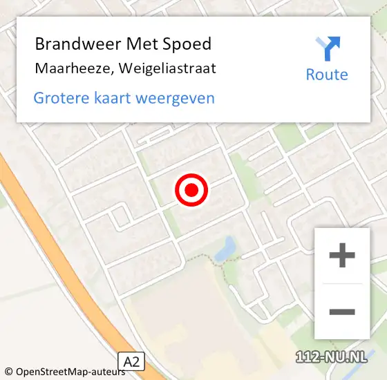 Locatie op kaart van de 112 melding: Brandweer Met Spoed Naar Maarheeze, Weigeliastraat op 29 april 2022 09:43