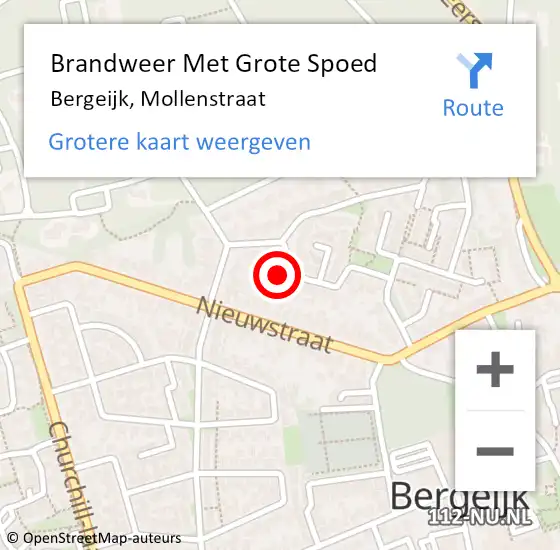 Locatie op kaart van de 112 melding: Brandweer Met Grote Spoed Naar Bergeijk, Mollenstraat op 29 april 2022 09:45