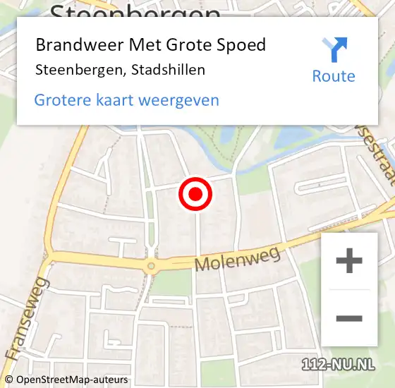 Locatie op kaart van de 112 melding: Brandweer Met Grote Spoed Naar Steenbergen, Stadshillen op 29 april 2022 09:57