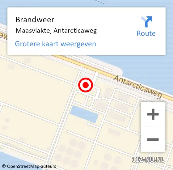 Locatie op kaart van de 112 melding: Brandweer Maasvlakte, Antarcticaweg op 29 april 2022 10:08