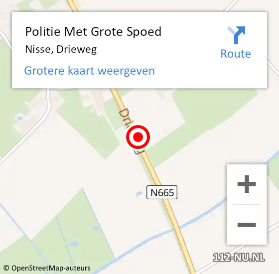 Locatie op kaart van de 112 melding: Politie Met Grote Spoed Naar Nisse, Drieweg op 29 april 2022 10:43