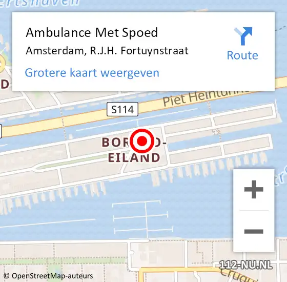 Locatie op kaart van de 112 melding: Ambulance Met Spoed Naar Amsterdam, R.J.H. Fortuynstraat op 29 april 2022 11:27