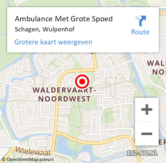 Locatie op kaart van de 112 melding: Ambulance Met Grote Spoed Naar Schagen, Wulpenhof op 29 april 2022 11:46