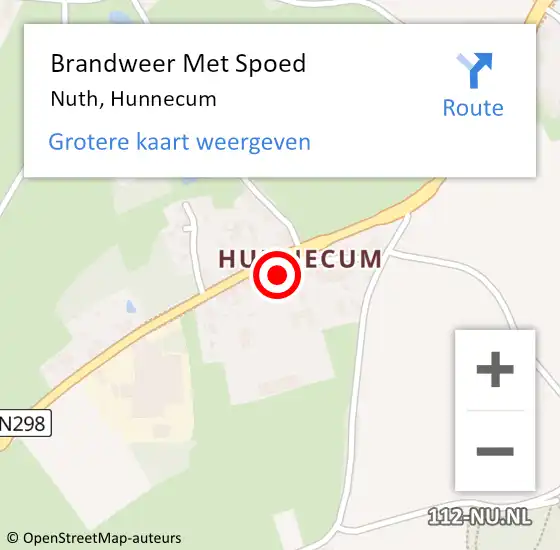 Locatie op kaart van de 112 melding: Brandweer Met Spoed Naar Nuth, Hunnecum op 29 april 2022 12:02