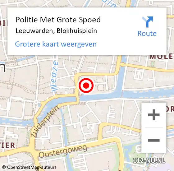 Locatie op kaart van de 112 melding: Politie Met Grote Spoed Naar Leeuwarden, Blokhuisplein op 29 april 2022 12:19