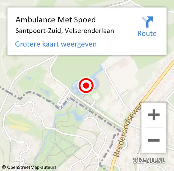 Locatie op kaart van de 112 melding: Ambulance Met Spoed Naar Santpoort-Zuid, Velserenderlaan op 29 april 2022 12:22