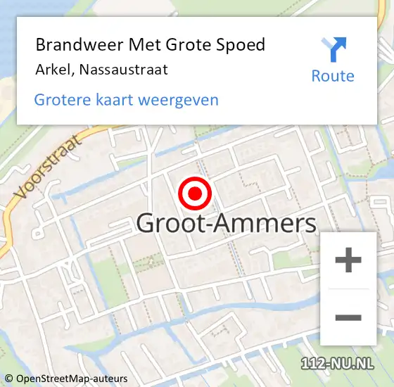 Locatie op kaart van de 112 melding: Brandweer Met Grote Spoed Naar Arkel, Nassaustraat op 29 april 2022 12:23