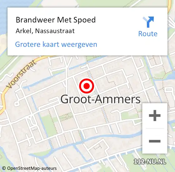 Locatie op kaart van de 112 melding: Brandweer Met Spoed Naar Arkel, Nassaustraat op 29 april 2022 12:35