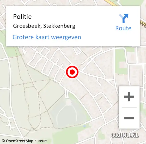 Locatie op kaart van de 112 melding: Politie Groesbeek, Stekkenberg op 29 april 2022 12:47