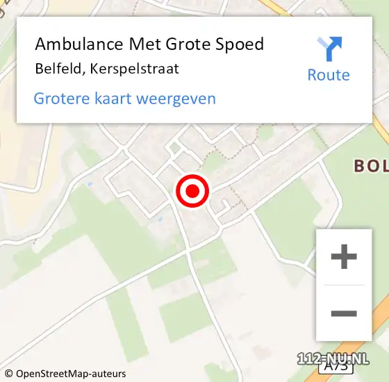 Locatie op kaart van de 112 melding: Ambulance Met Grote Spoed Naar Belfeld, Kerspelstraat op 15 juli 2014 22:42