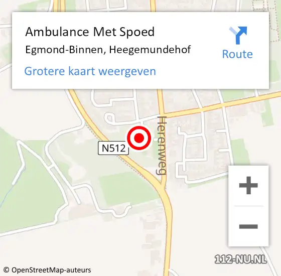 Locatie op kaart van de 112 melding: Ambulance Met Spoed Naar Egmond-Binnen, Heegemundehof op 29 april 2022 13:22