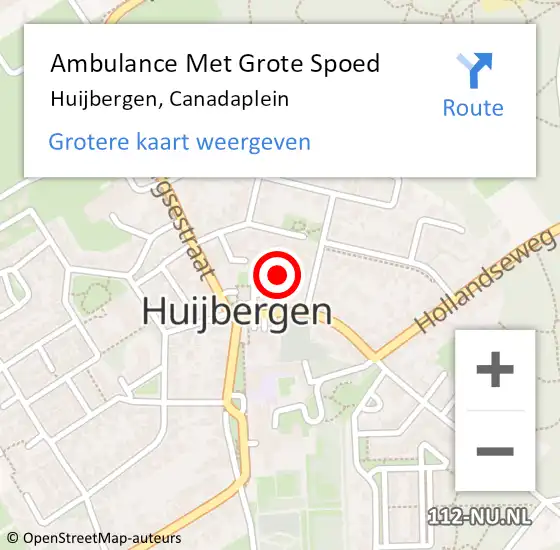 Locatie op kaart van de 112 melding: Ambulance Met Grote Spoed Naar Huijbergen, Canadaplein op 8 oktober 2013 12:48