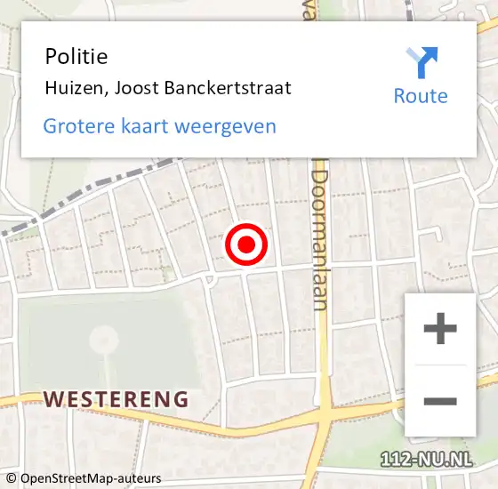 Locatie op kaart van de 112 melding: Politie Huizen, Joost Banckertstraat op 29 april 2022 13:24