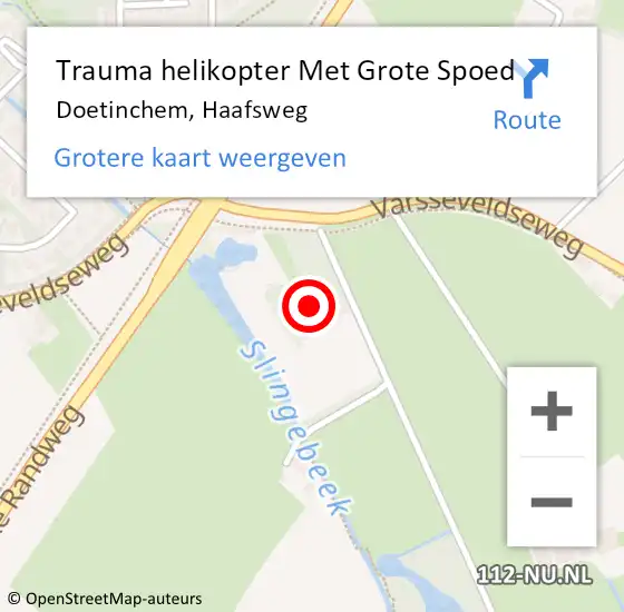 Locatie op kaart van de 112 melding: Trauma helikopter Met Grote Spoed Naar Doetinchem, Haafsweg op 29 april 2022 13:33