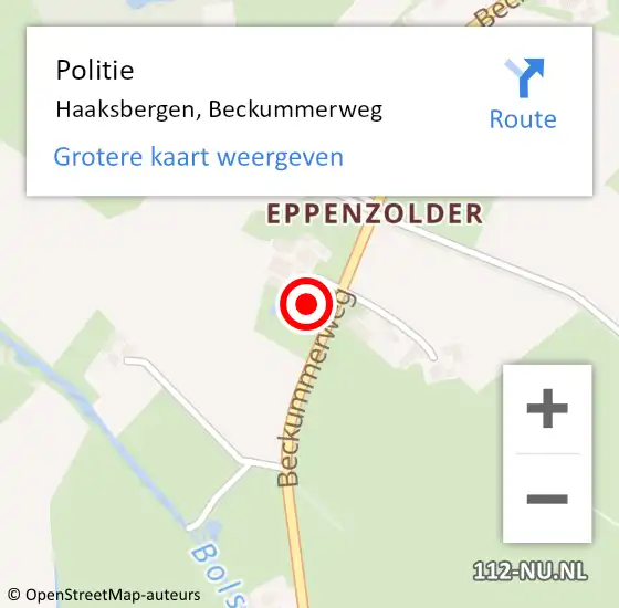 Locatie op kaart van de 112 melding: Politie Haaksbergen, Beckummerweg op 29 april 2022 13:35