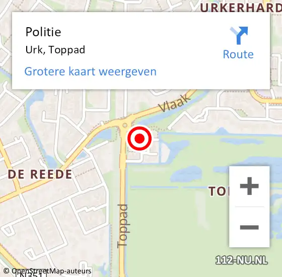 Locatie op kaart van de 112 melding: Politie Urk, Toppad op 29 april 2022 13:36