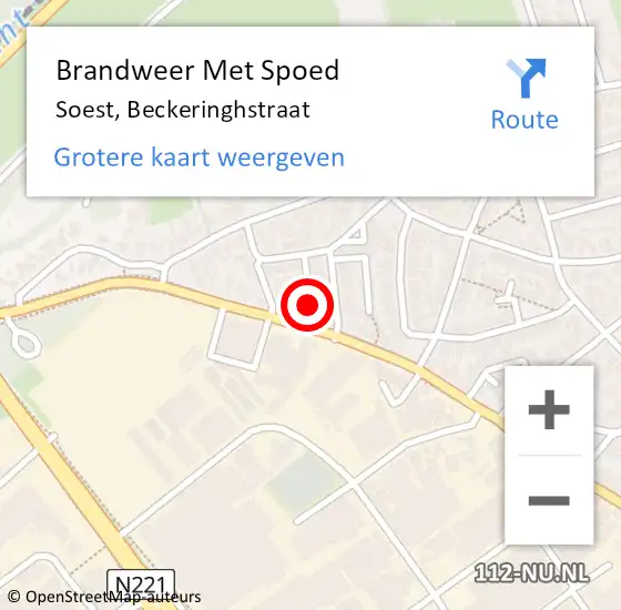 Locatie op kaart van de 112 melding: Brandweer Met Spoed Naar Soest, Beckeringhstraat op 29 april 2022 13:46