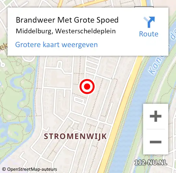 Locatie op kaart van de 112 melding: Brandweer Met Grote Spoed Naar Middelburg, Westerscheldeplein op 29 april 2022 13:47