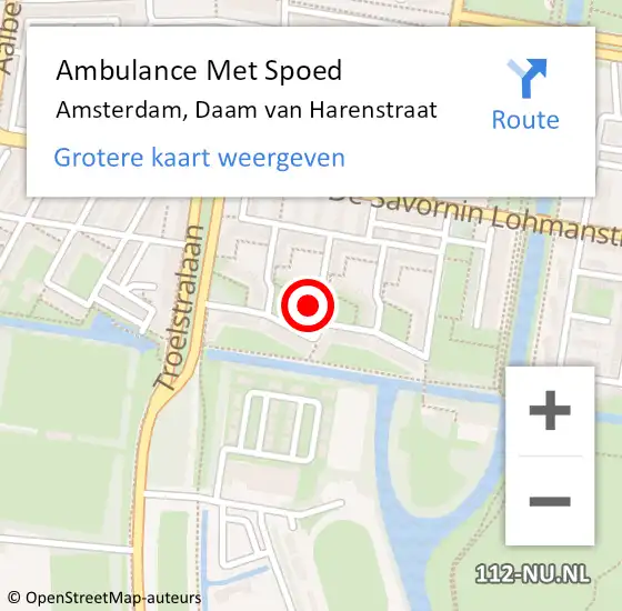 Locatie op kaart van de 112 melding: Ambulance Met Spoed Naar Amsterdam, Daam van Harenstraat op 29 april 2022 14:00